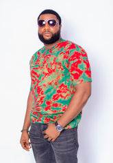 TOBI ADIRE TSHIRT - Tan & Tobe