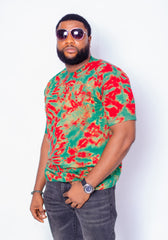 TOBI ADIRE TSHIRT - Tan & Tobe