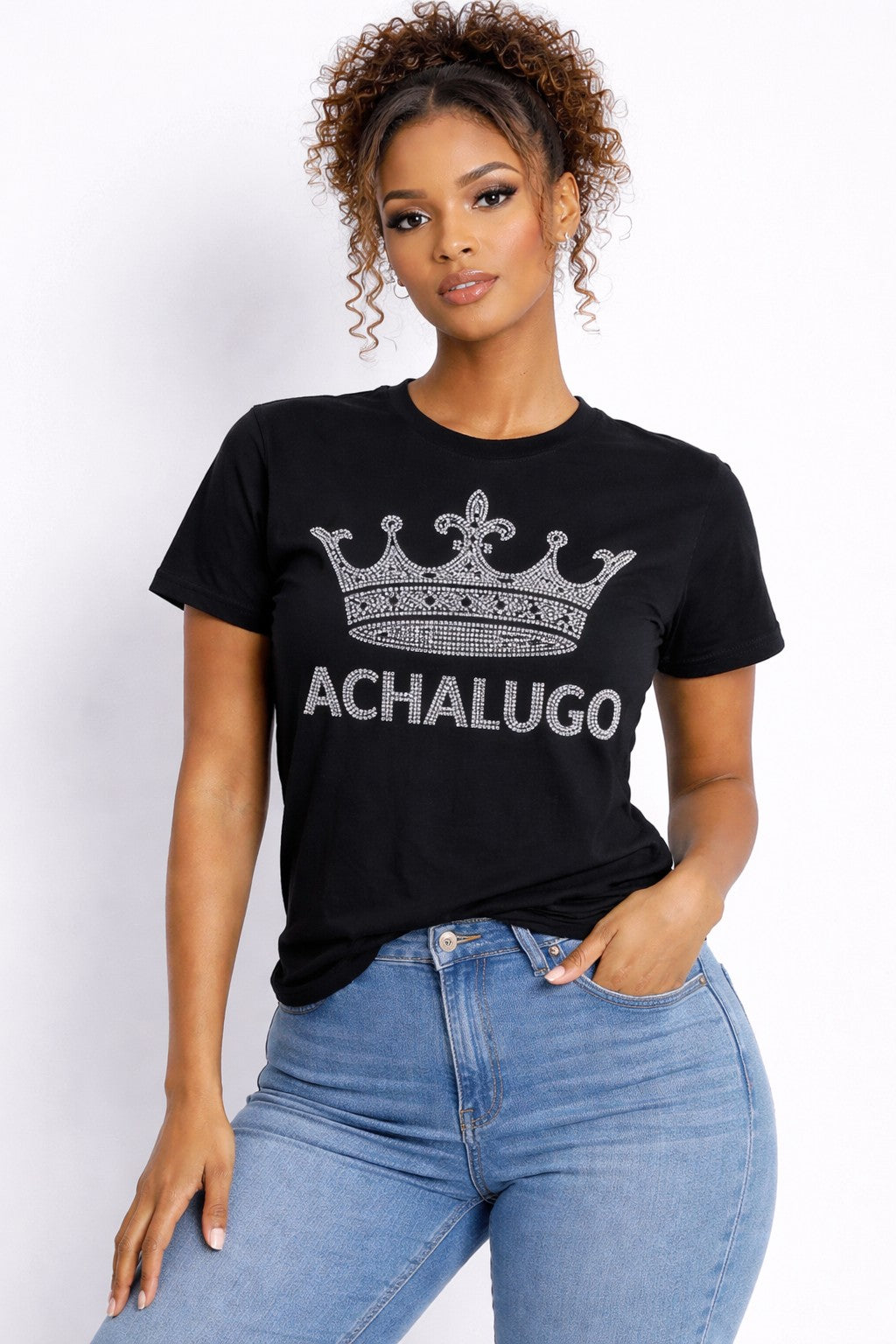 ACHALUGO RHINESTONE TSHIRT - Tan & Tobe