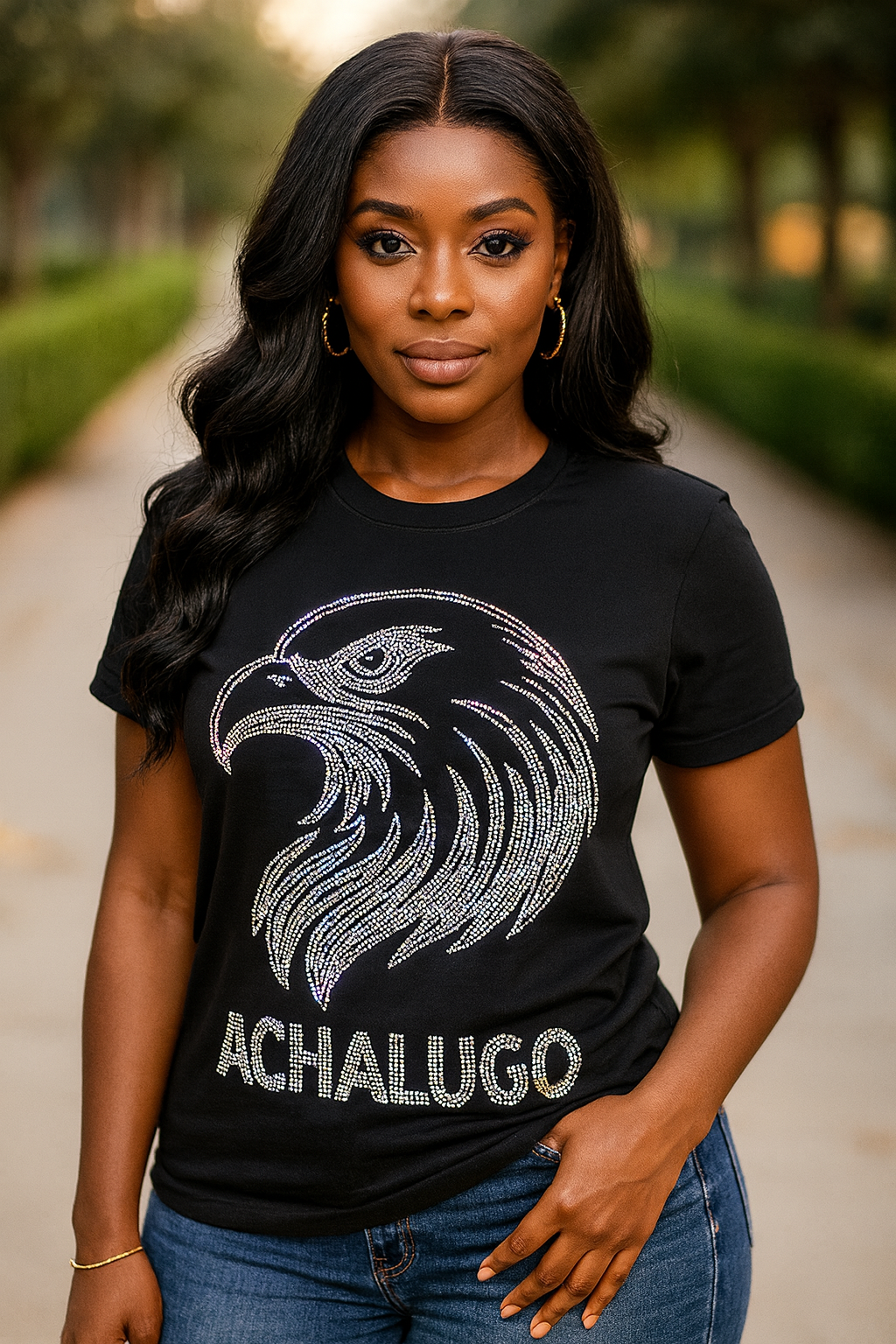 ACHALUGO RHINESTONE TSHIRT - Tan & Tobe